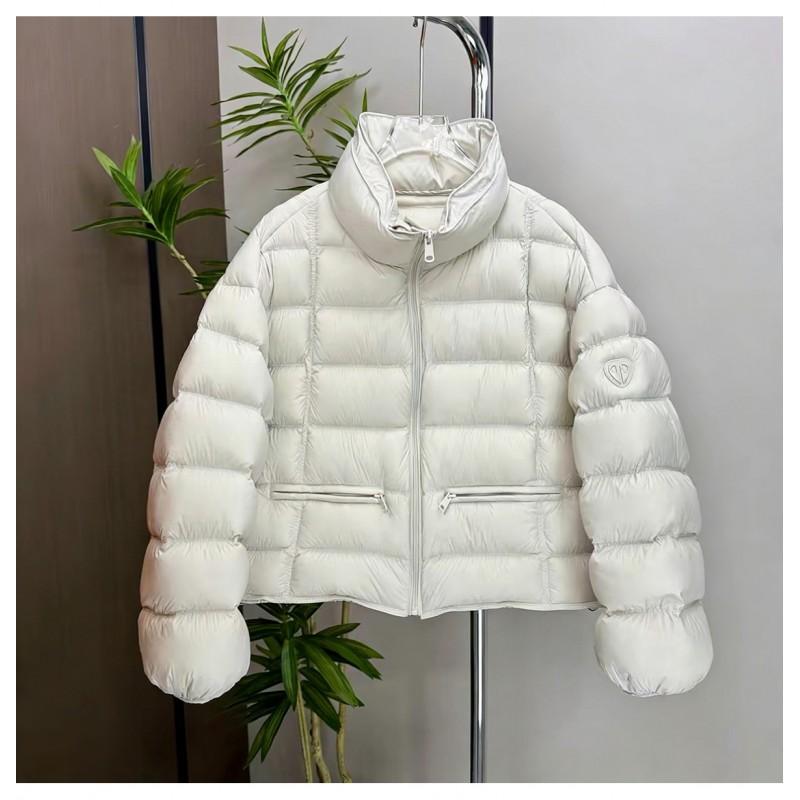 Womens Lightweight Short Puffer Jacket With Stand Collar 90% Duck Down Fill Winter 2026