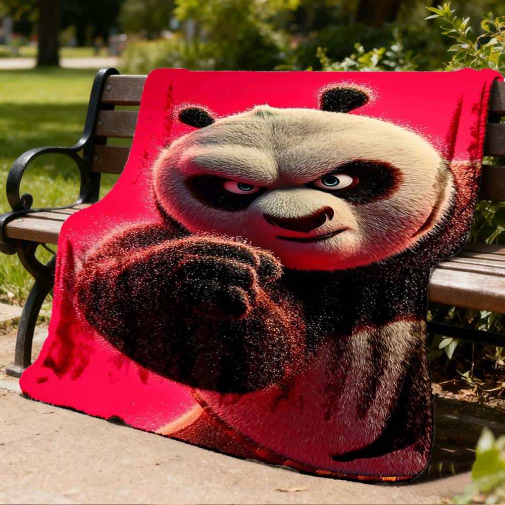 1 szt. Koc flanelowy Kung Fu Panda na zewnątrz, Miękki,