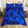 Blue Rose Digital Printed Duvet Set Three-Piece Valentine'S Day Gift Suitable For Bedroom Decoration Bedding