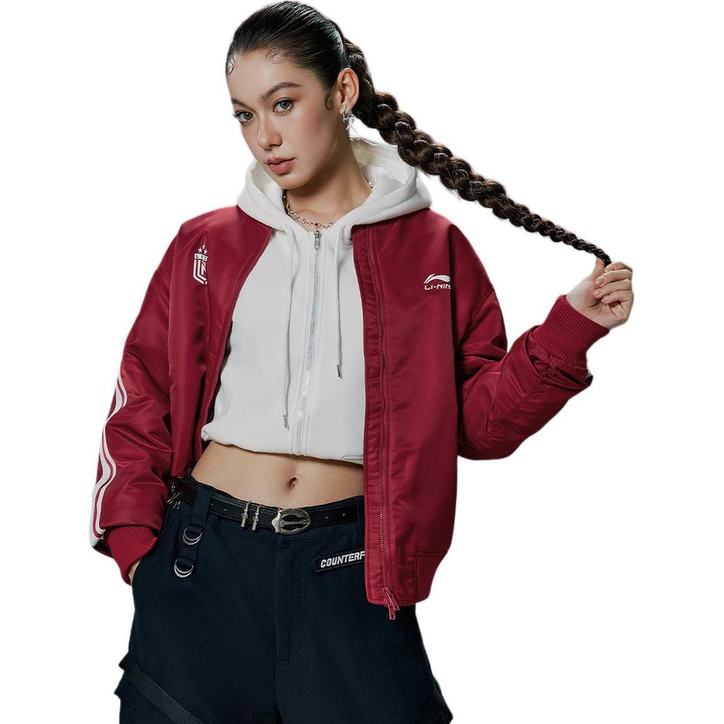 Li Ning Loose Fit Baseball Collar Cotton Jacket Unisex Jackets AJMV295-3