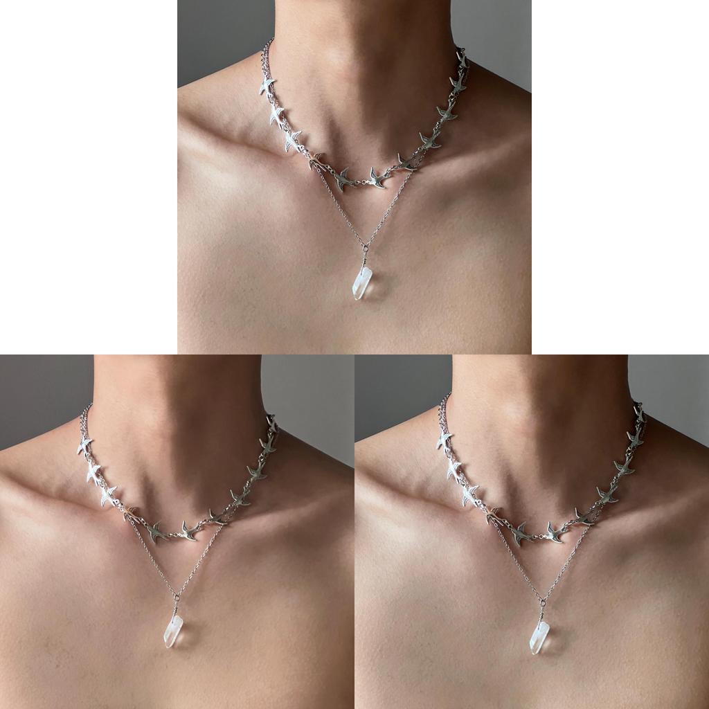 Bohemian Bird Crystal Necklace For Women With Geometric Pendant And Cross Chain
