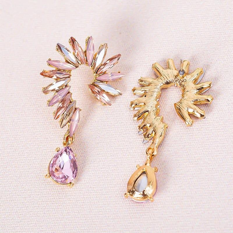 Pinkdudu Exaggerate Glass Geometric Block Zircon Earrings Gradual Color Trendy Drop Earrings Women PD2360