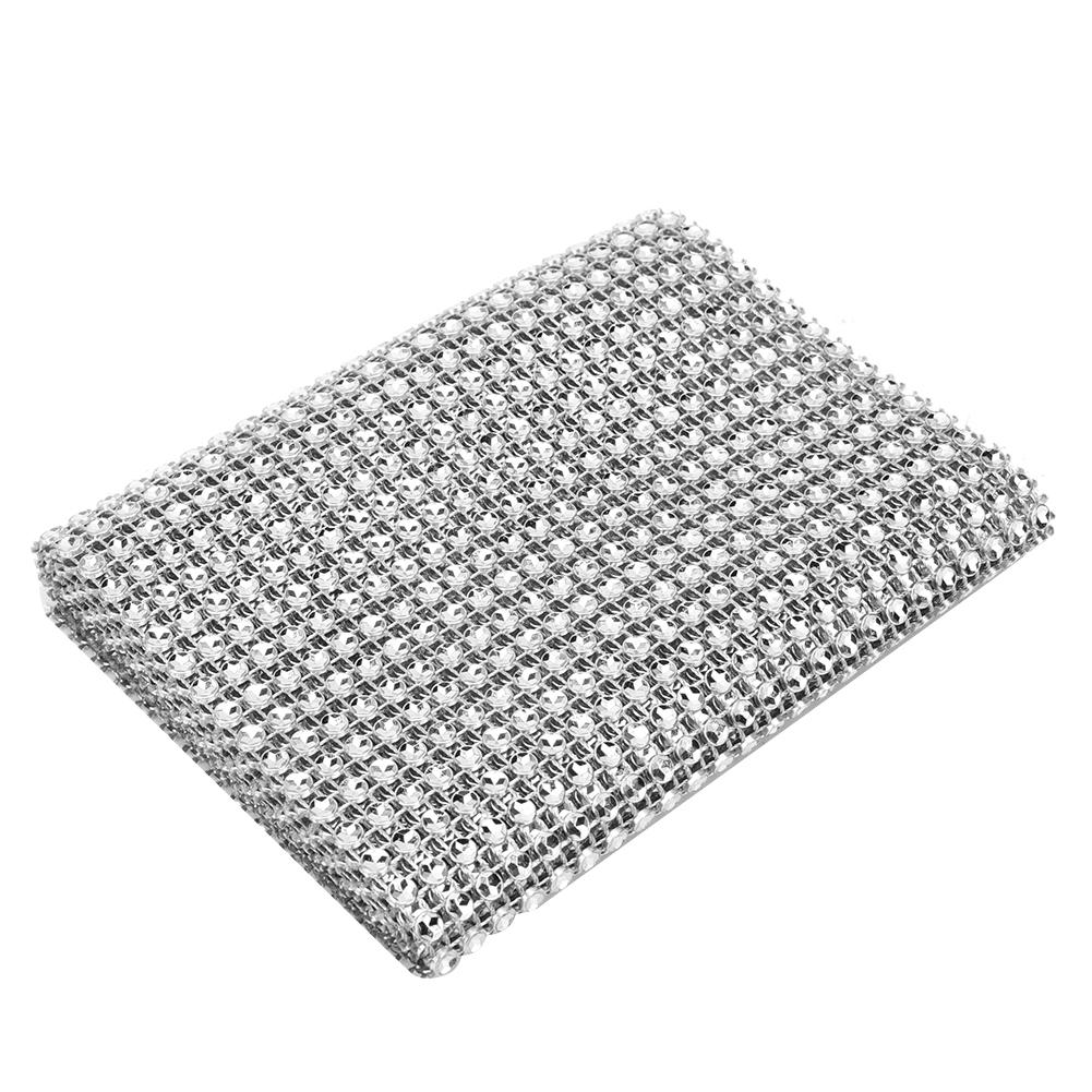 24 Rows Plastic Rhinestone Mesh Ribbon Sewing Trim Garment Accessories Decoration