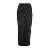 Signature Swim Sarong Skirt With Logo Detail High Slit Fixed Knot Women Swimwear Onyx Agate CU-SAR-8479W-ONX