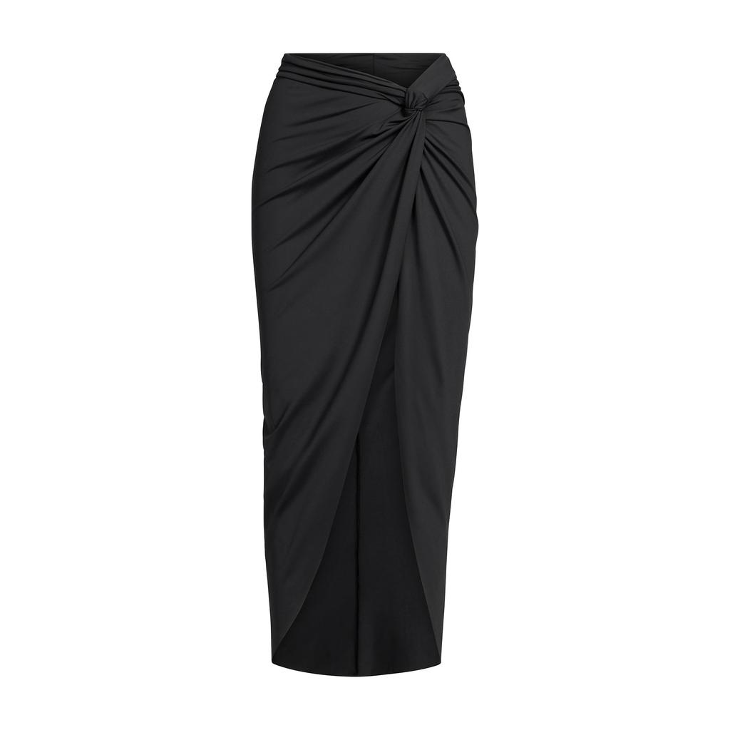 Skims Signature Swim Sarong Skirt With Logo Detail High Slit Fixed Knot Women Swimwear Onyx Agate CU-SAR-8479W-ONX