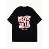 Oversized T Shirt Black Delta Zeta Est 1902 Floral Logo Print Casual Wear For Women