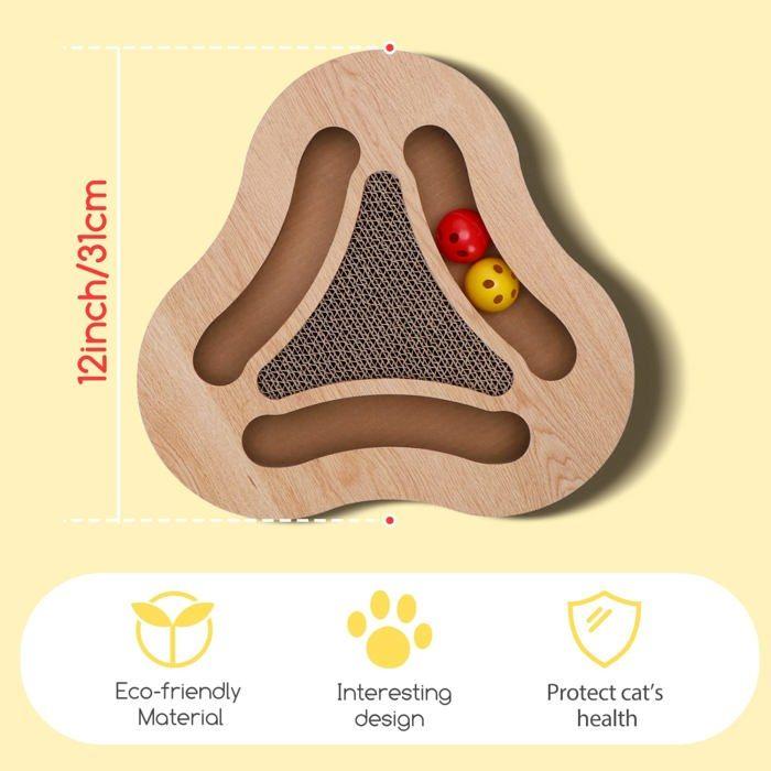 Grattoir chat 3 en 1 - nobleza - tapis à gratter - carton durable - jouets inclus - herbe à chat