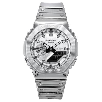 Reloj G-Shock G-Steel para hombre, con correa de silicona resistente y metálica fina, esfera gris, de cuarzo GM-2100YM-8A, 200 m