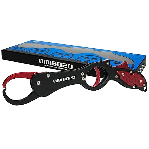 

Umibozu Fish Grip, Lightweight Aluminum Fish Catcher with Carabiner Rope, for Fishing, Red & Black