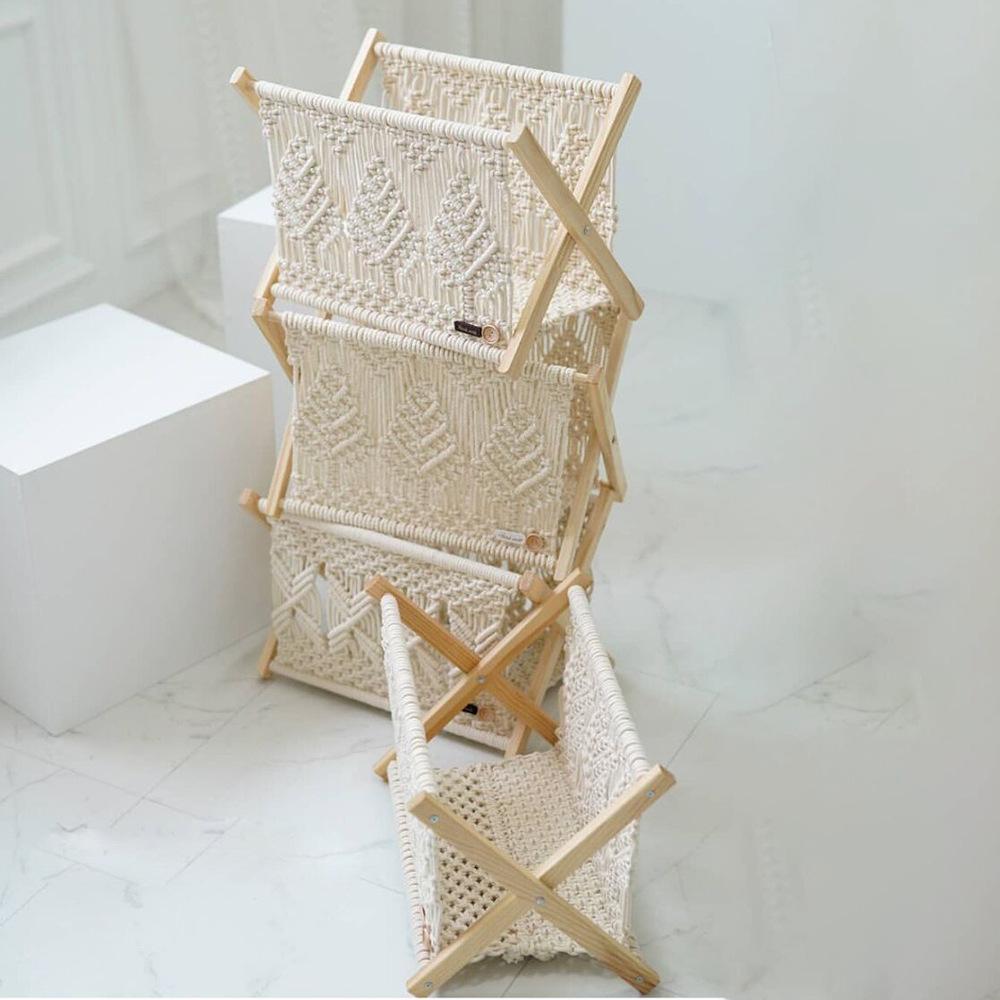 Nordic Cotton Rope Woven Magazine & Book Rack - Creative Floor-Standing Display