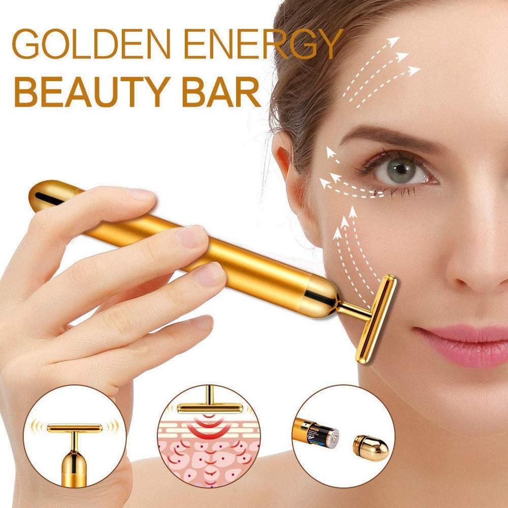 Dealsure Face Massager Machine for Facial | 2-in-1 Energy Beauty Bar | Facial Massager Electric with T-Shaped & V-Shape Roller | Waterproof Skin Ca