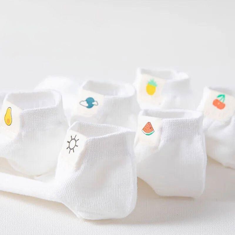 6 Pairs of Combed Cotton Fruit-embroidered Boat Socks for Women, Summer Deodorizing, Sweat-absorbing, Low-top, Invisible Short Socks