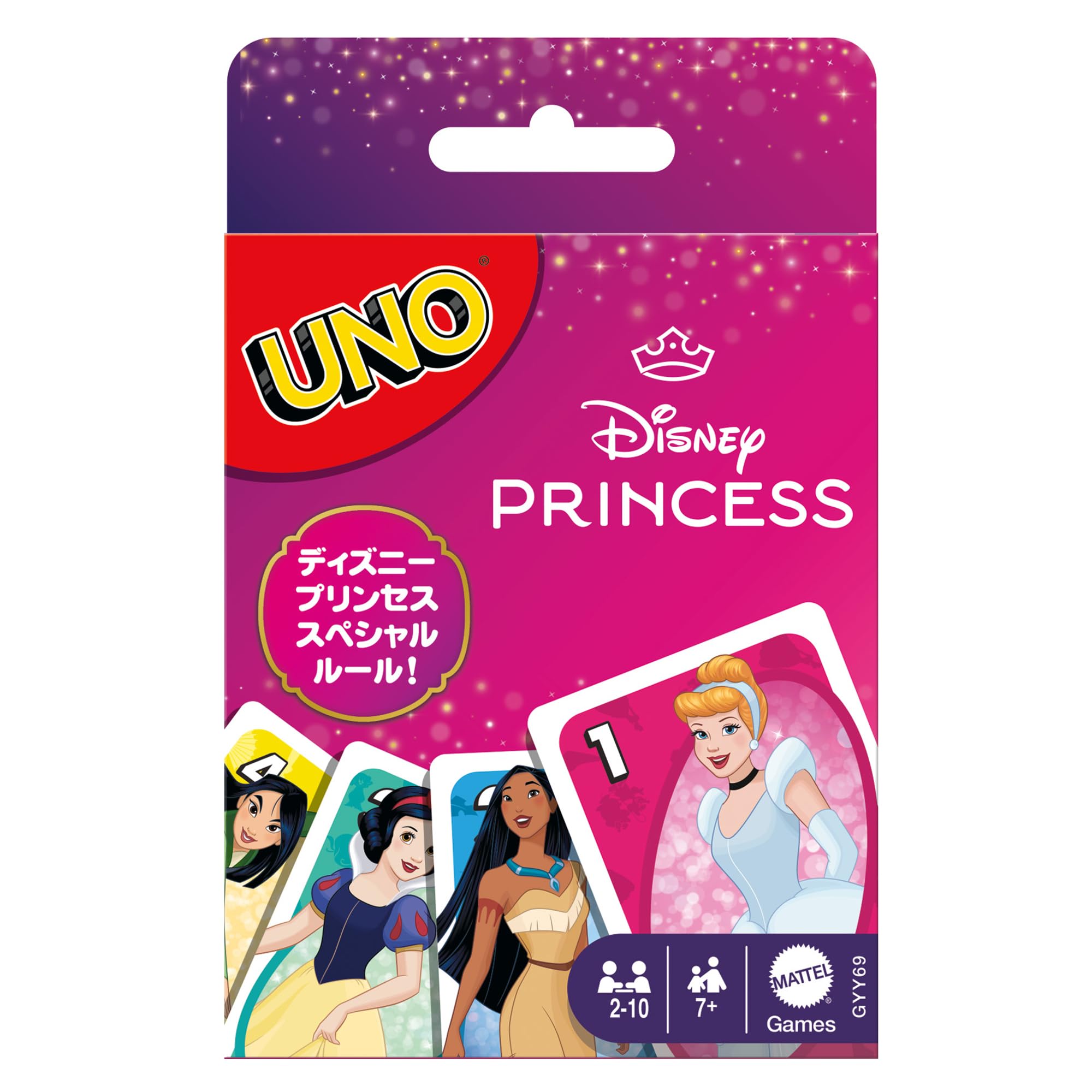 

Mattel Игра УНО Принцессы Диснея Игра Принадлежности для вечеринок Карточная игра 112 карт для игроков от 7 лет и старше Розовая GYY69 2-10
