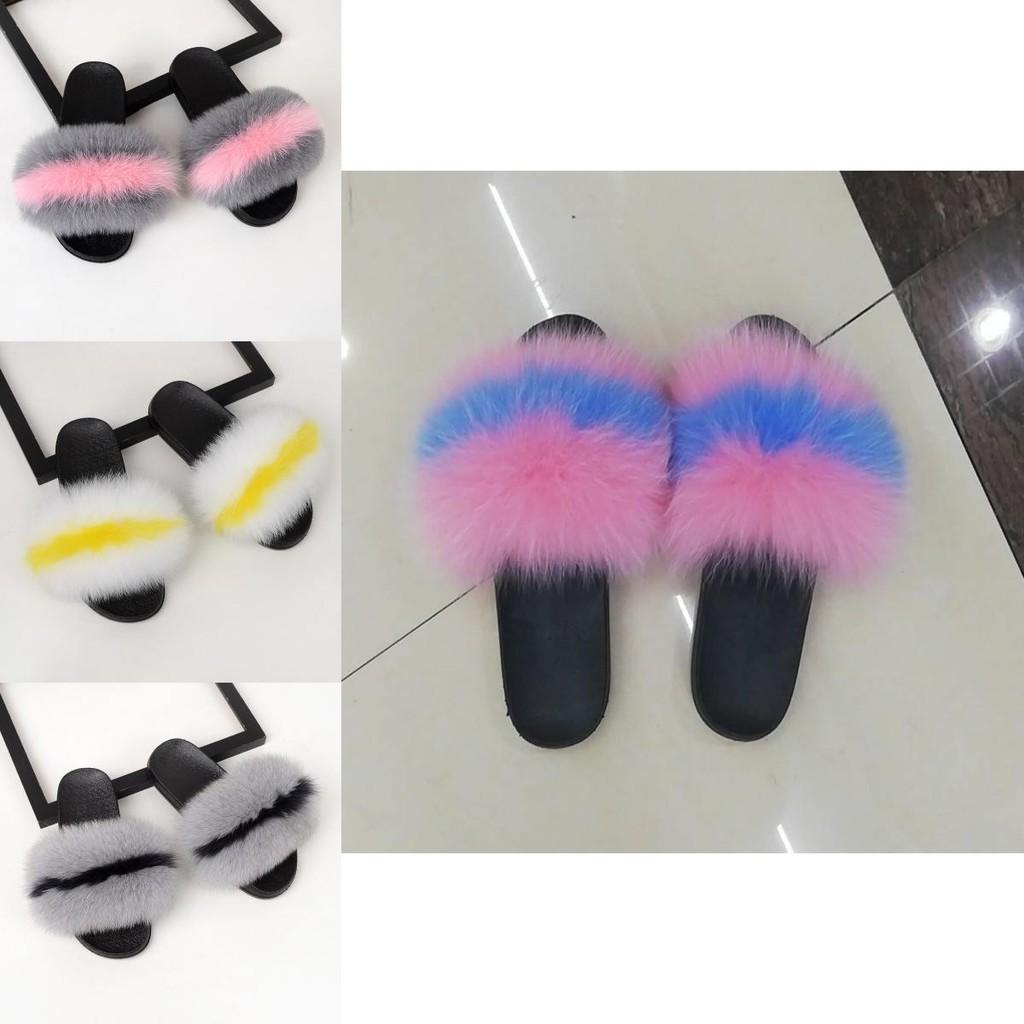 Realistic Fluffy Slippers Sandals For Women Girls Luxury Comfort