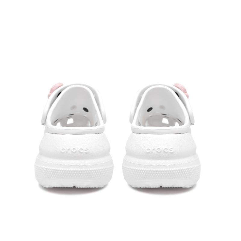Crocs Crush Clog Qingshan Pearl Camellia Simple and Versatile Puff Fashion Trend Casual Hole Shoes Women's White