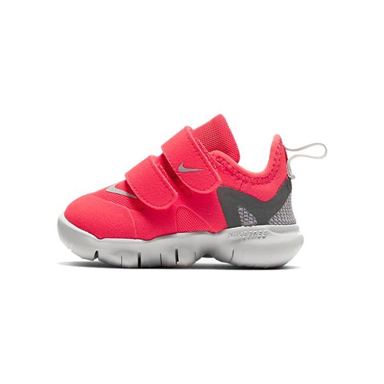 Nike Free RN 5.0 Laser Crimson Round Head Velcro Durable Breathable Low Top Walking Shoes Baby Shoes Deep-Pink AR4146-610
