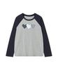 Loginaenloji Heart Printed Cotton Ragian Long Sleeve Gray