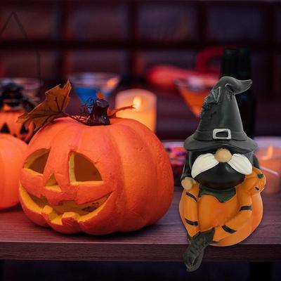 Halloween Gnome Figurines Ghost Sculpture Decorative Resin Sitting Gnome Figurine Home Tabletop Decor Exquisite Miniature
