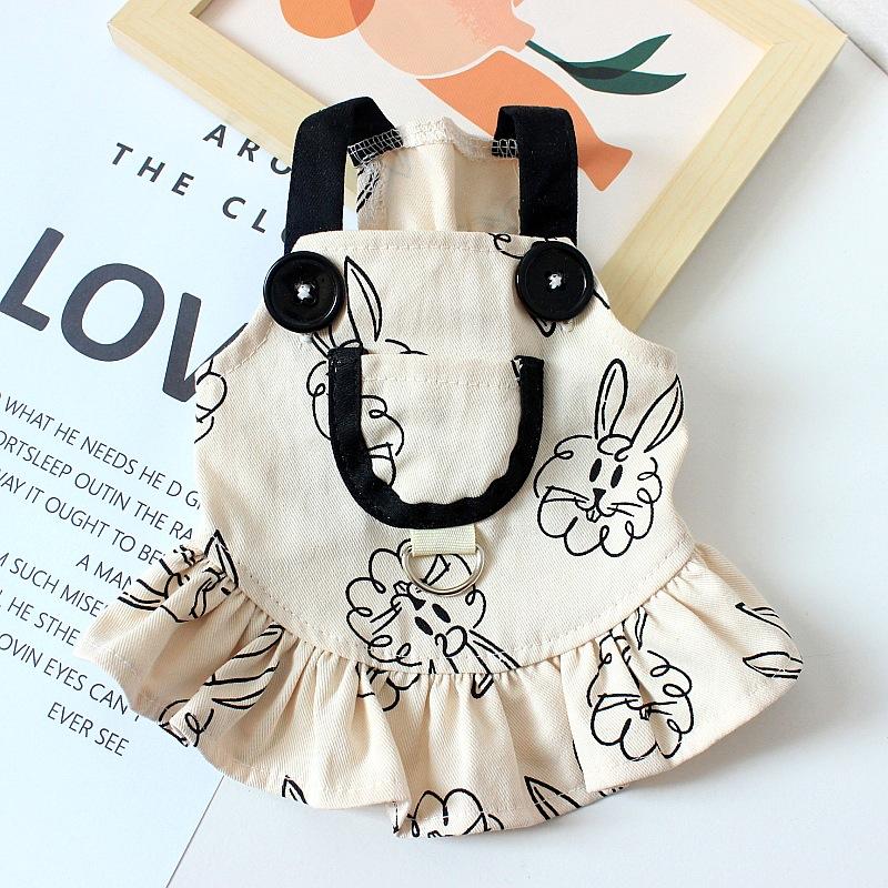 Pet Dog  Jumpsuits for Rabbit Print Dog Sling Dress Summer Winter Pet Outfits Puppy Skirt Dog Clothes