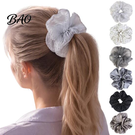Elegant Daily Hair Decorations Retro Polka Dot Tie for Women Girls, Soft Elastic Scrunchies, Fabric Scrunchies Ponytail Holder, Fashionable