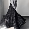 Retro Women's Velvet Long Skirt  Printed Velvet Skirt Autumn and Winter Thick Flared A-Line Skirt