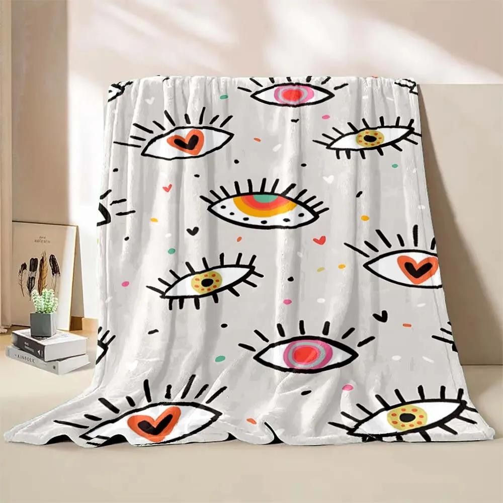 6 Sizes Cartoon Eyelashes Art Printed Believer Blanket Warm Soft and Comfortable Home Travel Blanket Office Sofa Blanket Gift
