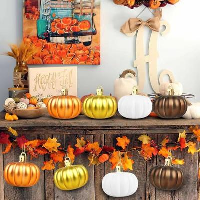 12 Pcs Matte Pumpkin Hanging Ornaments Colorful Pumpkins Pendants Thanksgiving Pumpkin Ball  Fall