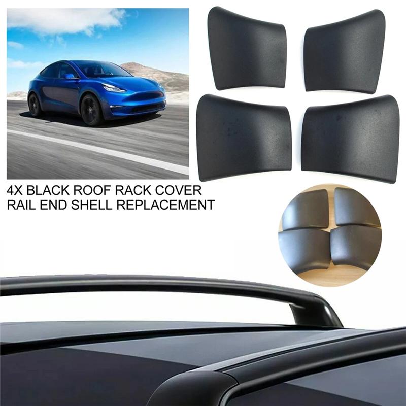 Ac29-4Pcs Roof Rack Cover Cap Rail End Shell Assembly For Tesla Model Y - Roof Rack Covers Exterior Car Accessories