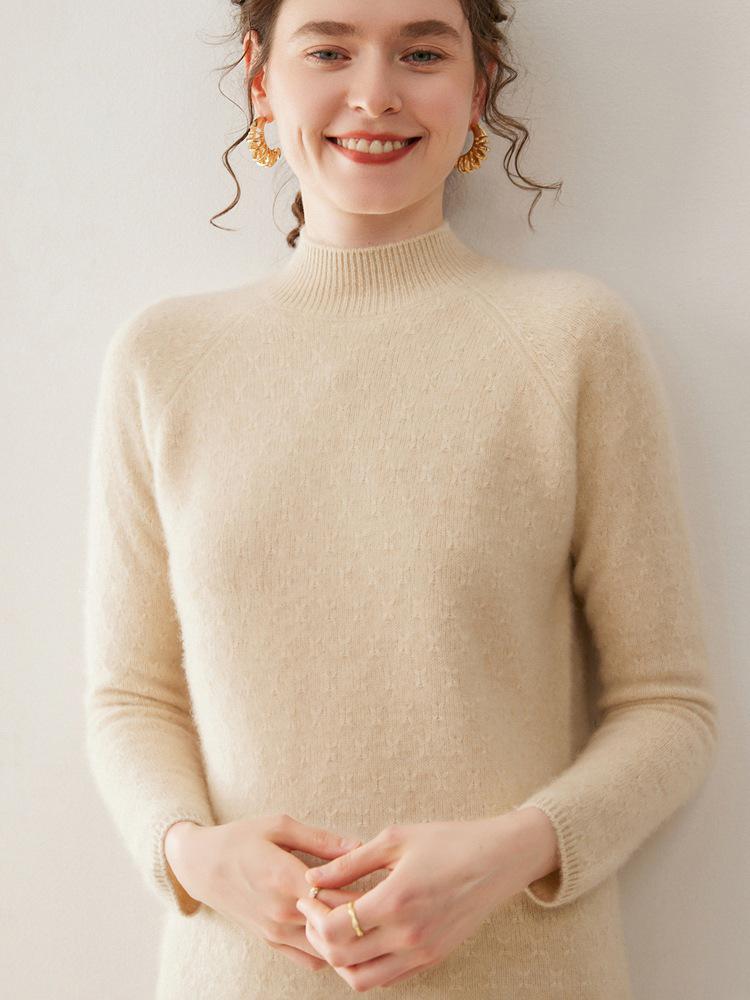 2025 Autumn/Winter Women's High Neck Cashmere Sweater – Thick, Skin-Friendly, Loose Knitwear Base Layer