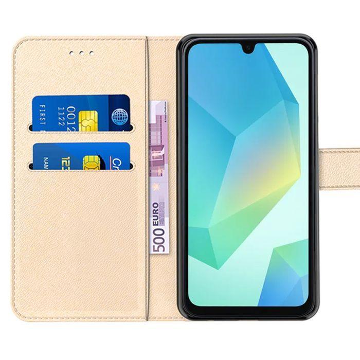 Coque - BOOLING - Samsung Galaxy A16 5G/4G - Protection Rabat Cuir Synthétique Antichoc Doré