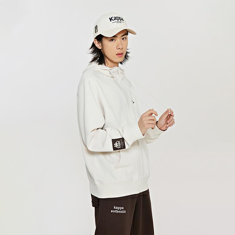 Kappa Open Hooded Sweatshirt Knitted Sports Casual Long Sleeve Jacket Men tops K0E12MK70