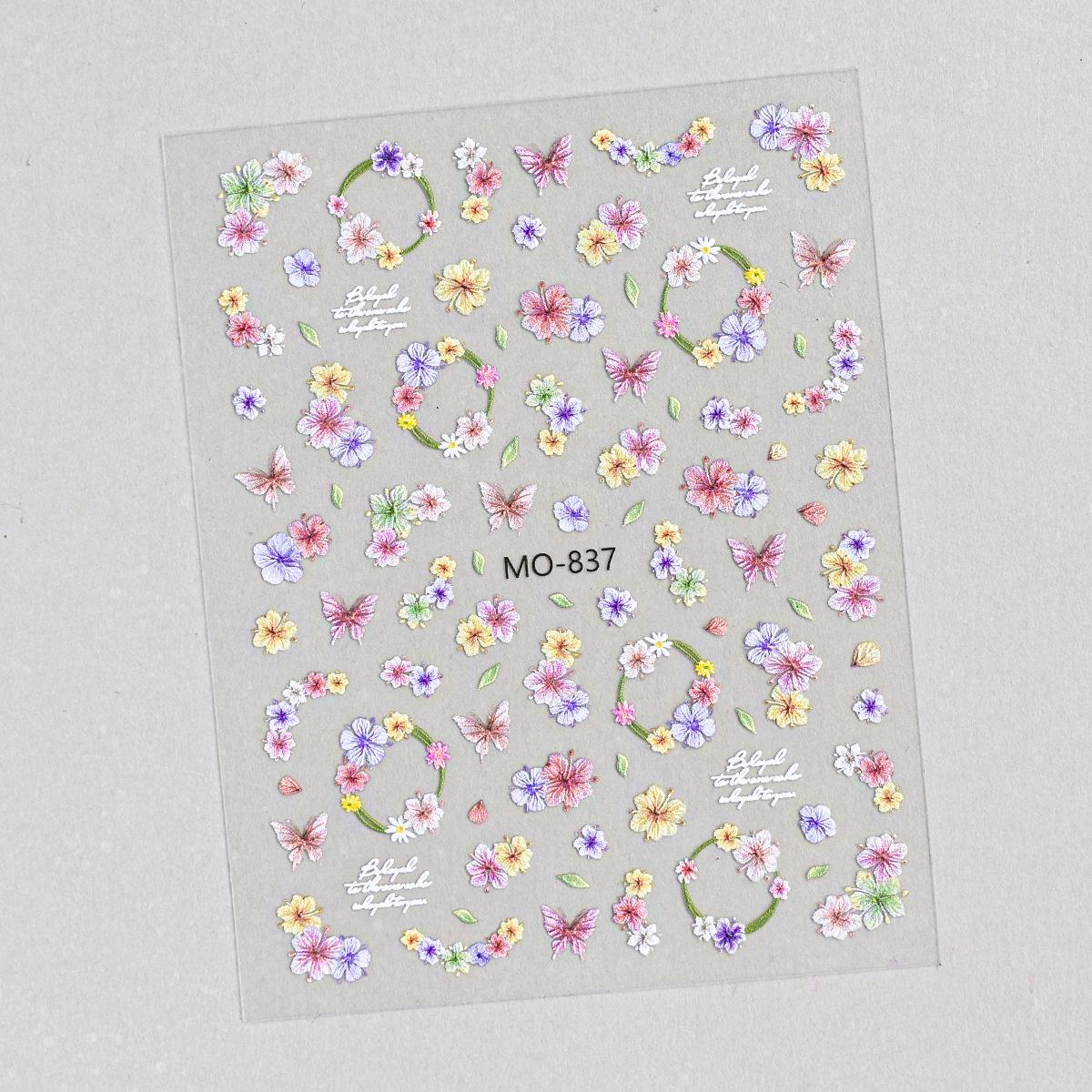 Spring Floral 3D Flower & Butterfly Nail Stickers - Colorful Wildflowers DIY Nail Art Accessories