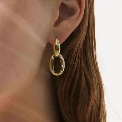 Exquisite Hollow Round Circle Drop Earrings Personality Temperament Gold Color Geometric Exaggerated Party Jewelry Pendientes