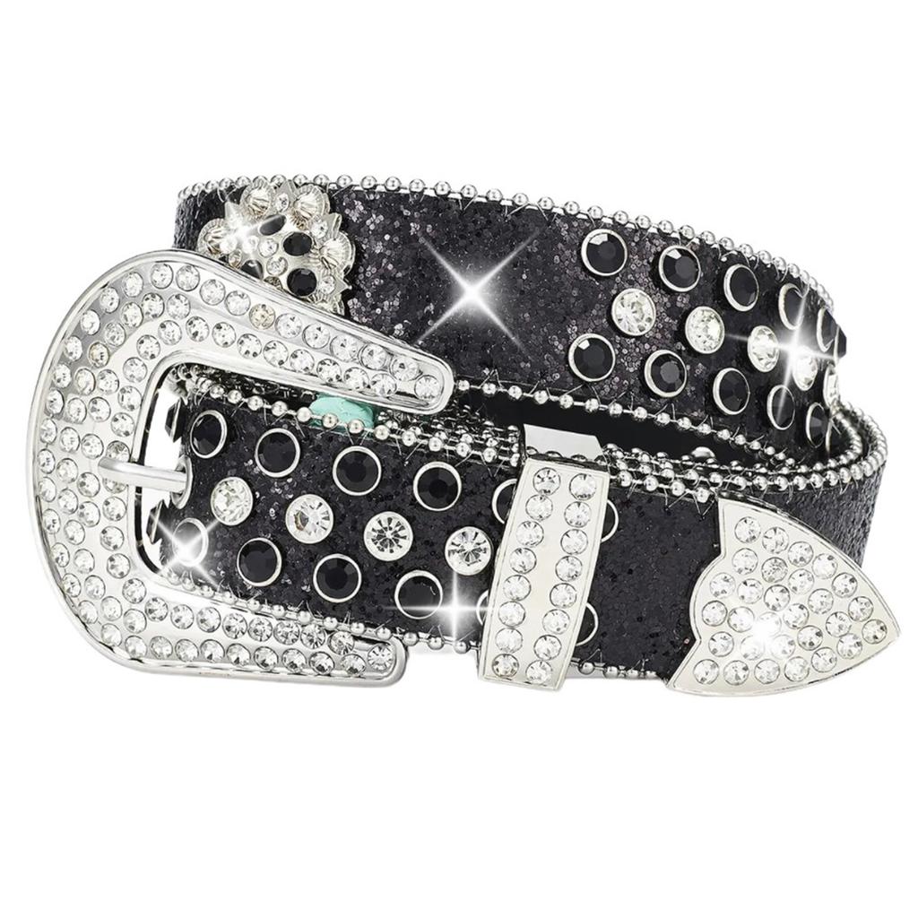 Rhinestones Buckle Belt for All Age BlingBling Sequined Belt Cool Western Paints Belt Street Dance Waiststrap for Jeans