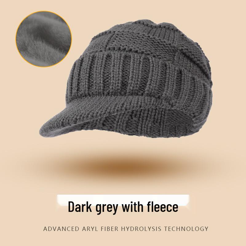 Unisex Thick Knit Wool Ski Beanie - Warm Striped Duckbill Hat for Outdoor Winter