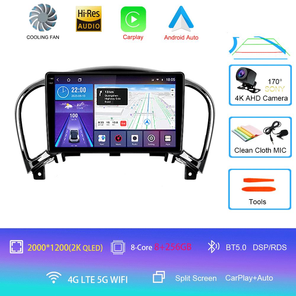 Car Radio Android 14 Carplay Auto For Nissan Juke YF15 2010 2011 2012 2013 2014 Multimedia Player WIFi+4G DSP 2 DIN Touch Screen