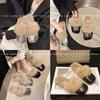 Large Size Casual Flat-bottomed Fluffy Slippers Autumn and Winter New Baotou Bright Leather Warm Fluffy Mop