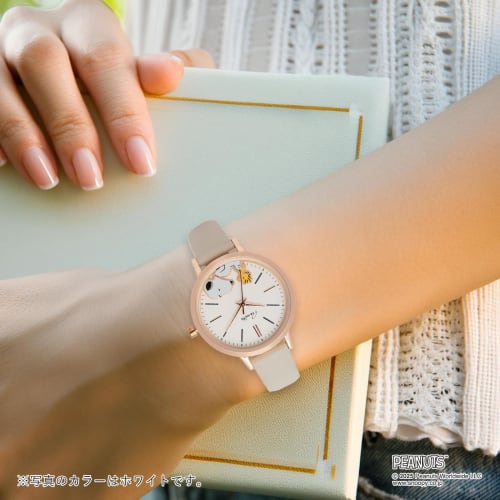 Fieldwork Women's Analog Snoopy Watch with Leather Strap, 2-Layer G Watch, Black (PNT-048-4)