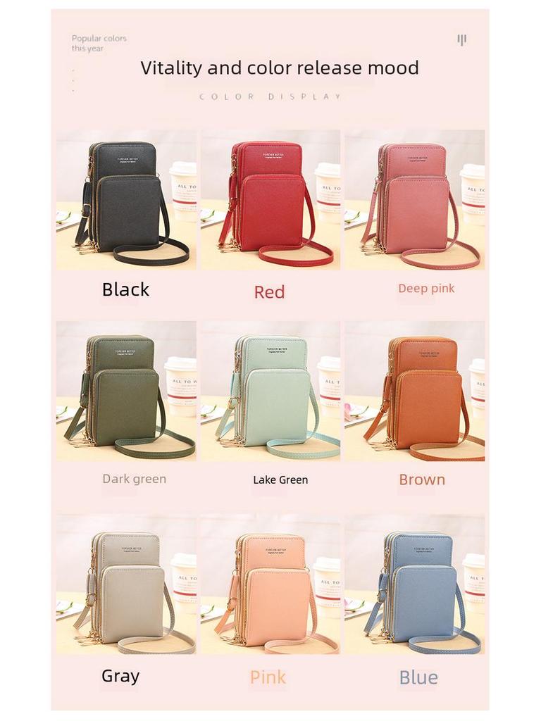 2025 Large-Capacity Multifunctional Solid Color Touchscreen Crossbody Phone Bag for Women