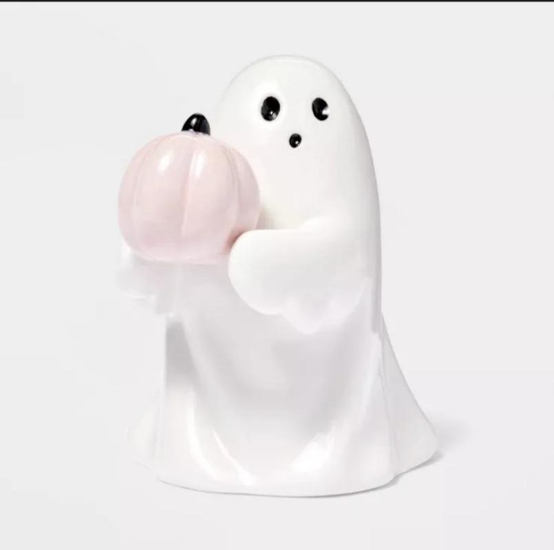 Halloween Niedlicher Harzgeist mit rosa Kürbis Fledermaus Harzstatue Halloween DIY Dekorat Puppe Heimparty Festival Originalität Geschenk