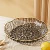 Clear Plastic Serving Bowl, Modern Fruit Bowl with Gold Rim, Multi-use Decorative Snack Bowl for Counter Home Decoration, Kitchen Dining Room Table