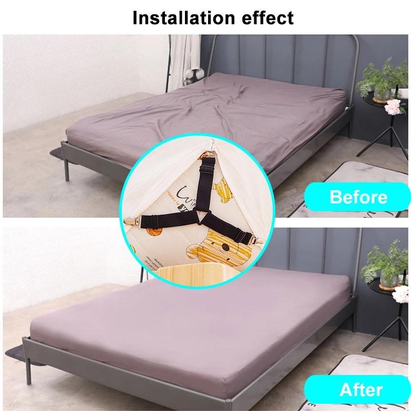 4 Pcs/set Elastic Bed Clips Sheet Belt Fastener Adjustable Bed Sheet Grippers Mattress Cover Non-slip Clip Blankets Holder