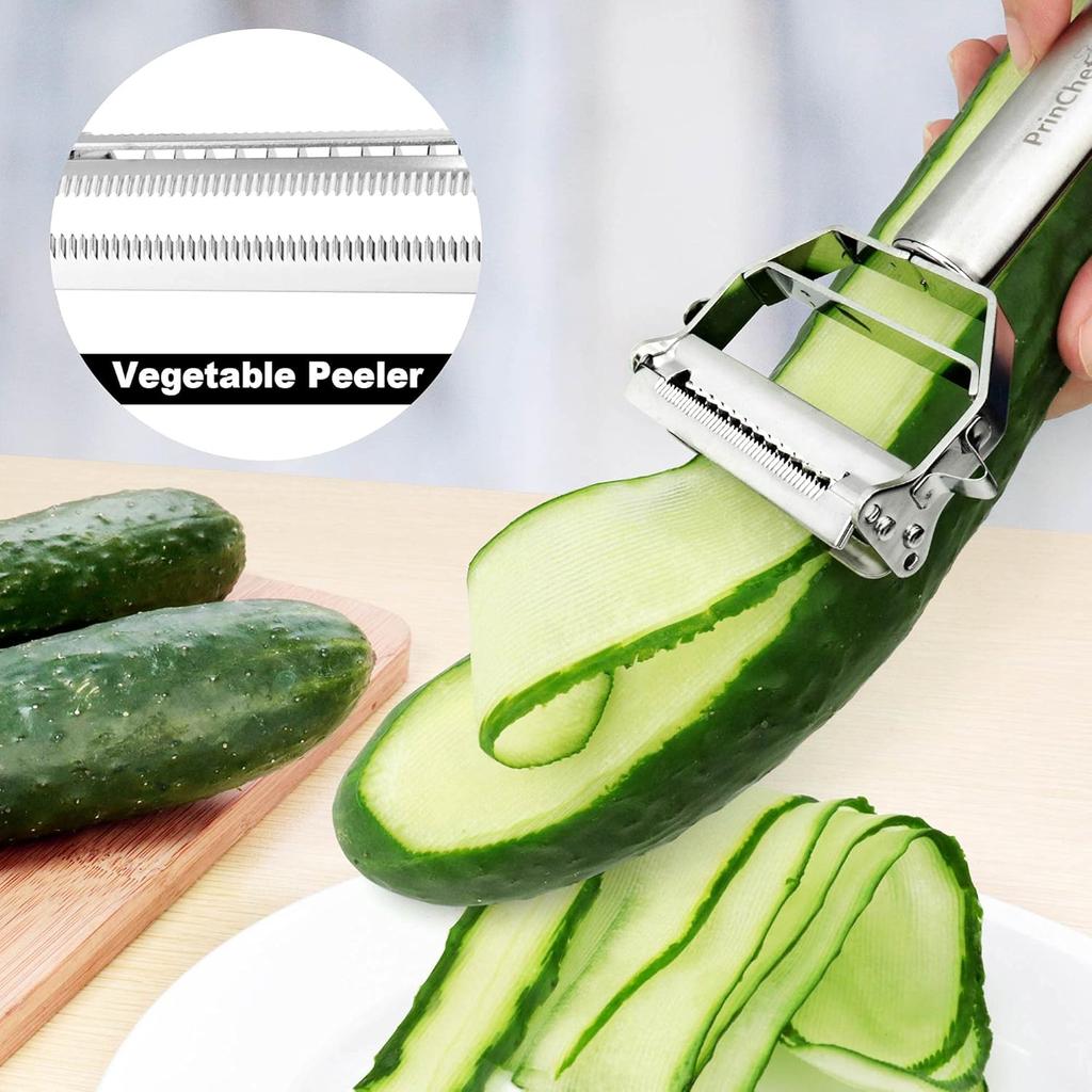 Stainless Steel Vegetable Peeler 4-in-1 Multi-Function Kitchen Tool with Anti-Slip Ergonomic Handle for Potato Carrot Cucumber
