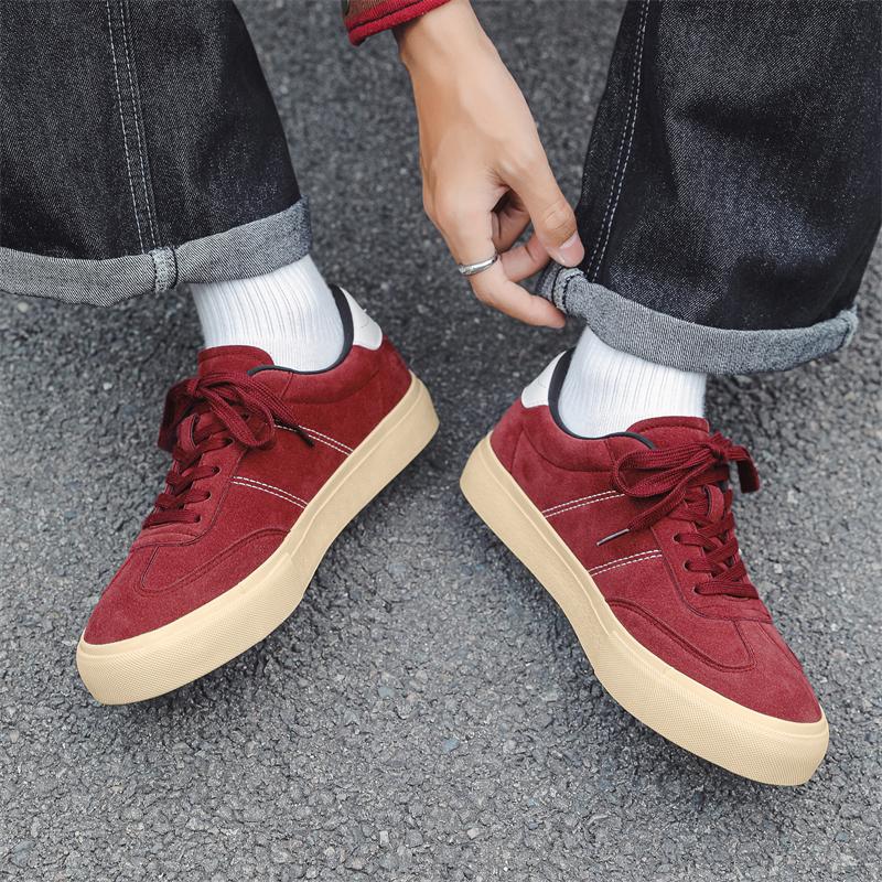 Fashion Red Skate Casual Shoes Walking Suede Sneakers for Men Skateboarding Shoe Flat Retro Moral Training Canvas Casual Sports