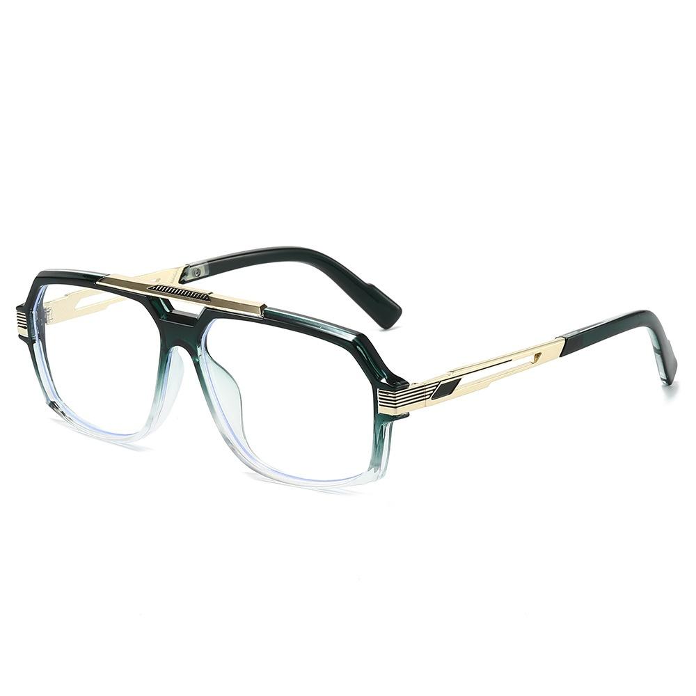 

Latest Anti Blue Ray for Women Eyeglasses Double Beam Square Pilot Luxurious Color Matching Frame Design High Quality Men Casual Eyeglasses as picture