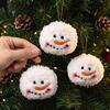 Creative Christmas Tree Hanging Ornaments Soft Plush Snowman Ornaments, Snowball Decorations with Gold Holiday Party Embellishments String for