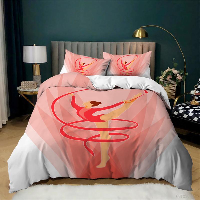 Poszewka na kołdrę gimnastyczną Ładna dziewczyna baletnica tancerka zestaw pościeli z mikrofibry motyw sportowy poszewka na kołdrę Twin King dla miłośnika gimnastyki