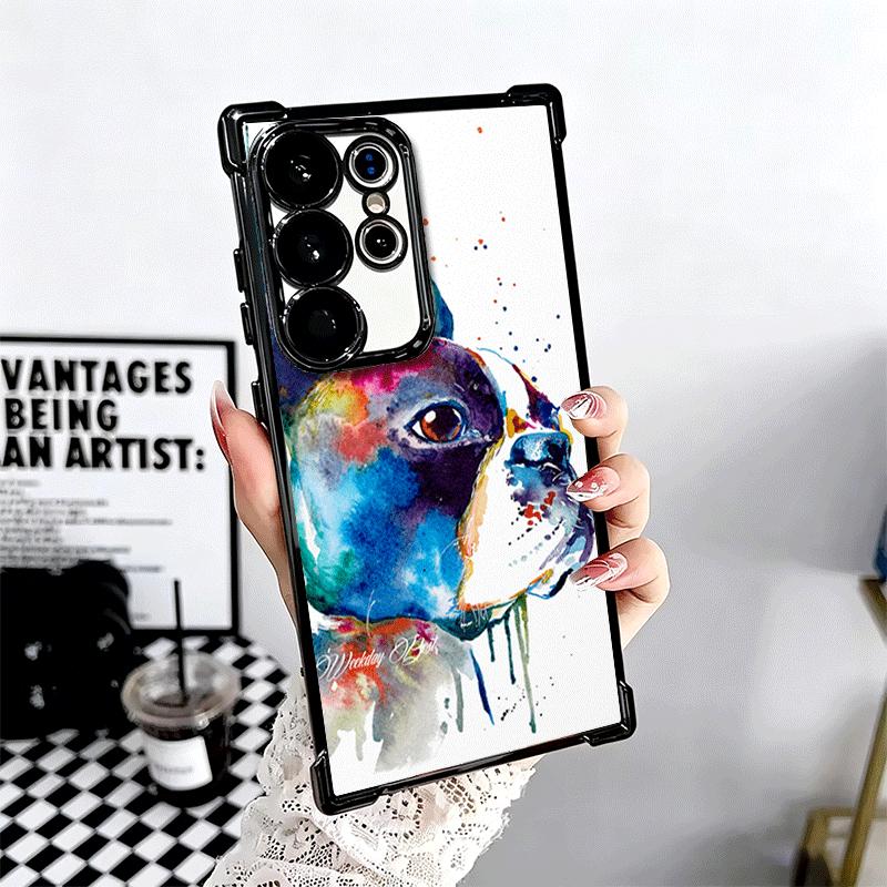French Bulldog Dog Pug Design Plating Phone Case For Samsung Galaxy S24 S25 FE S26 Edge S23 Ultra S22 S21 Plus S20 Anti-Fall Air