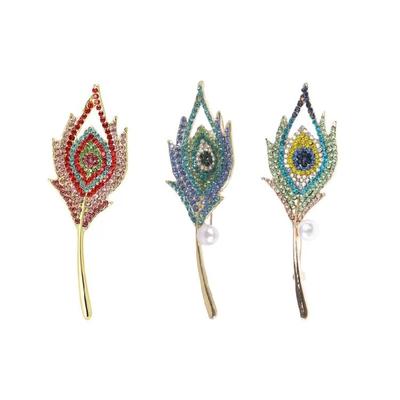 Comfortable Wear Peacocks Feather Pin Alloy Jewelry Stylish Peacocks Accessory Elegant Feather Clothing Jewelry for Daily
