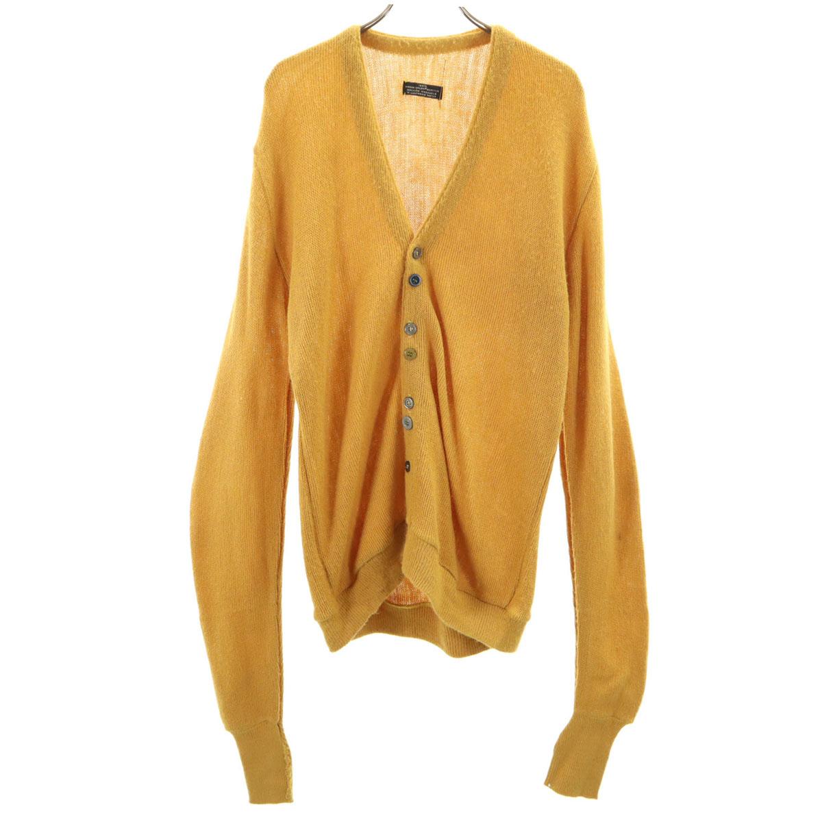 

ВИНТАЖНЫЙ кардиган с V-образным вырезом и длинными рукавами, горчичный, переделанный на пуговицах, мужской, б/у
